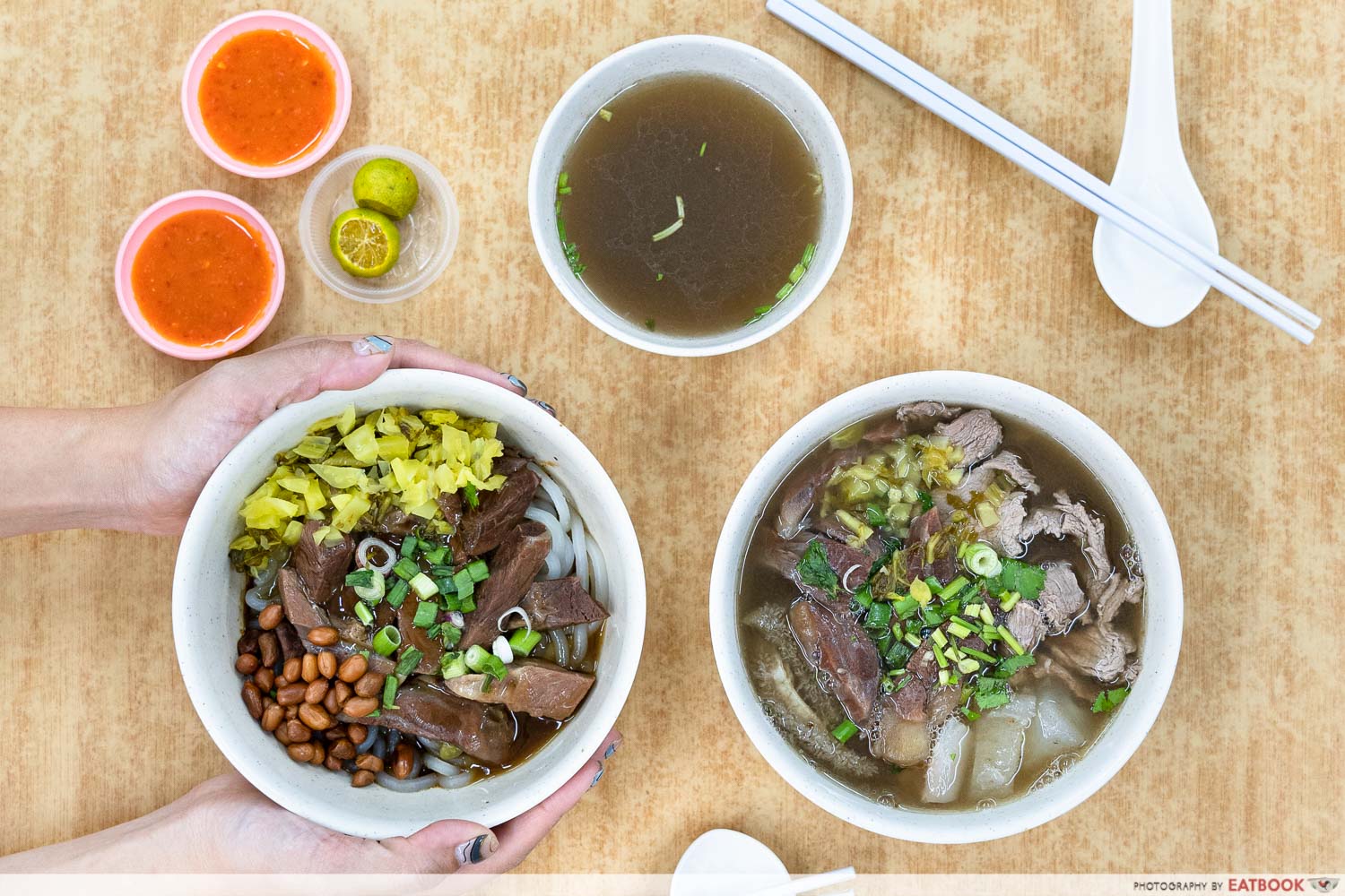 din kee beef noodles - flatlay