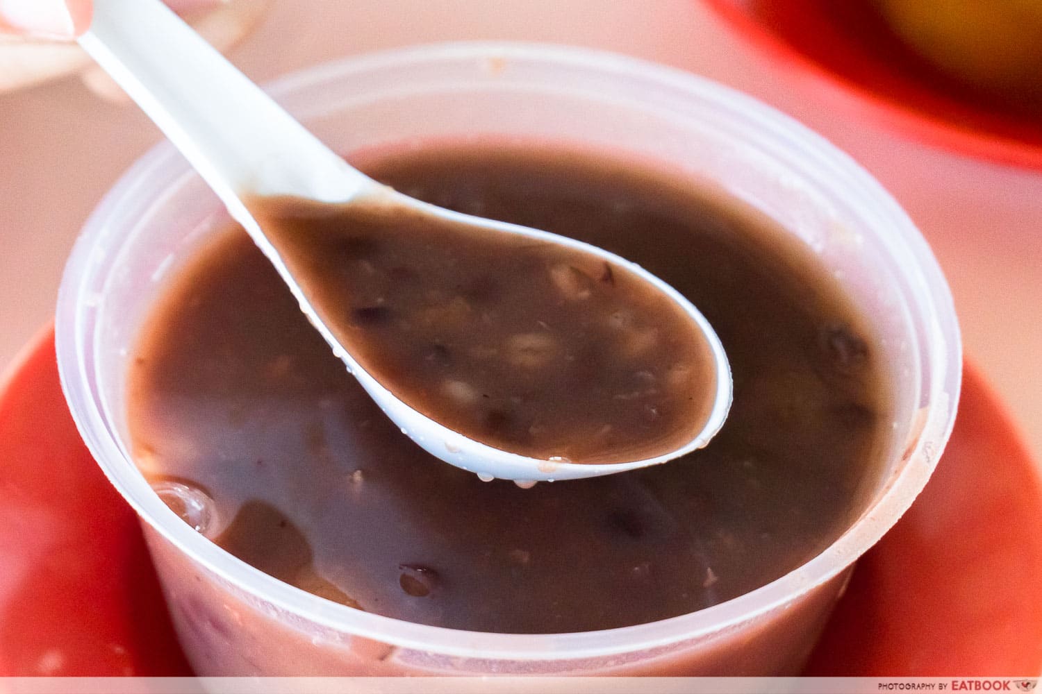  close up of red bean soup