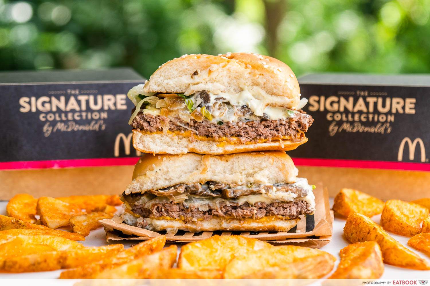 mcdonalds angus mushroom supreme burger close up