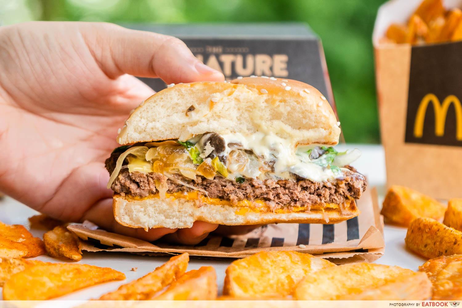 mcdonalds mushroom burger closeup