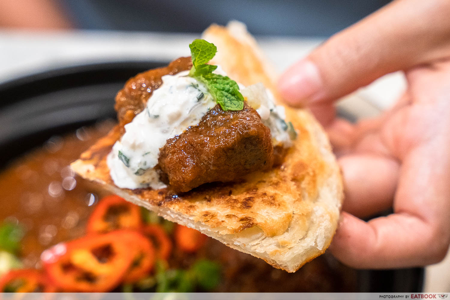 rempapa - braised beef with raita and roti