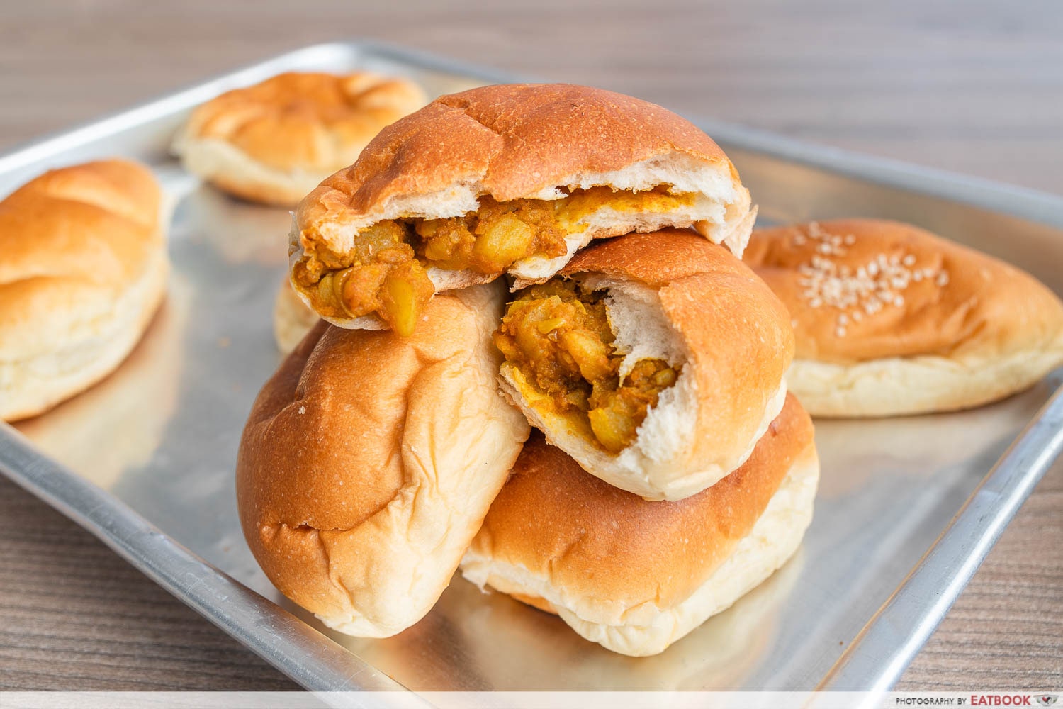 serangoon gardens bakery & confectionery - stacked up curry buns