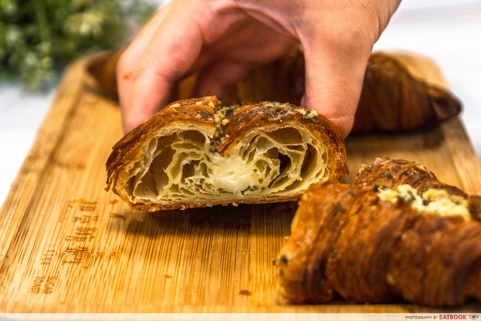 garlic cheese croissant cross section