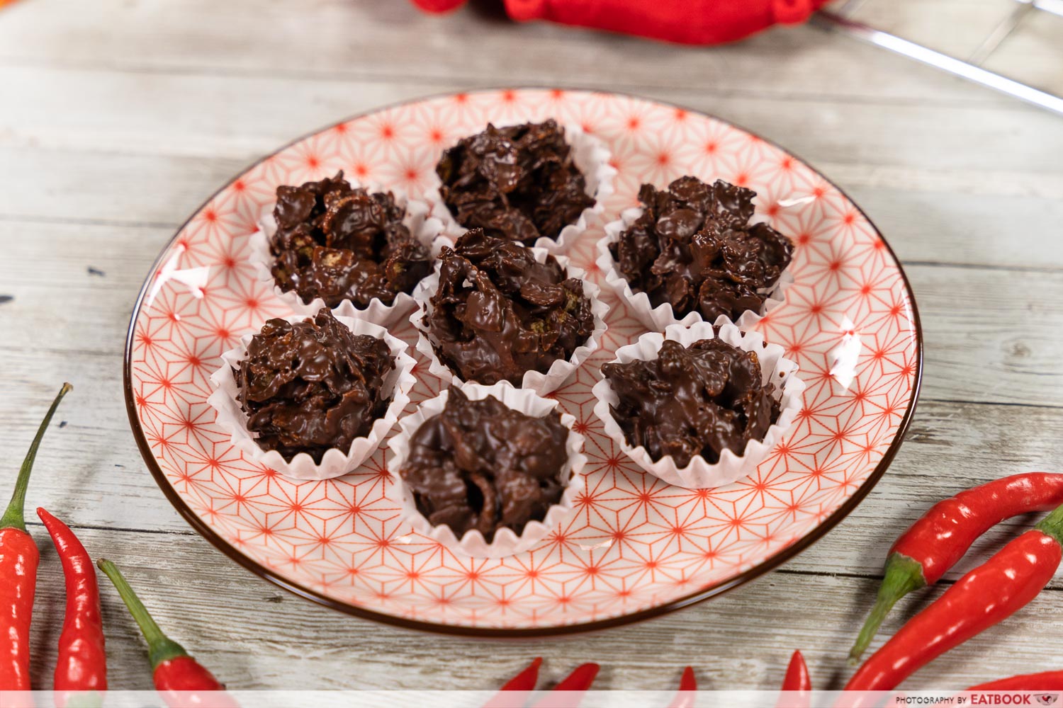 cny snack recipes - spicy chocolate cornflake clusters