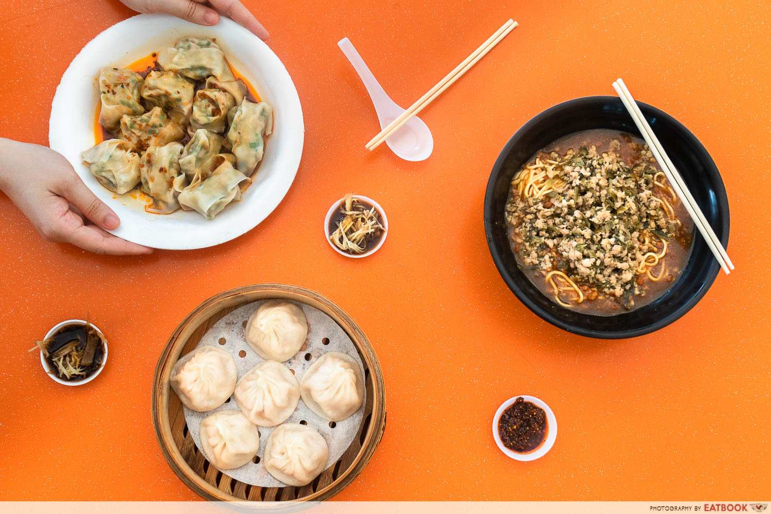 Xin Peng La Mian xiao long bao flatlay