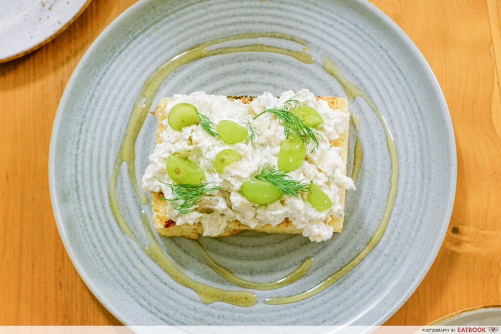 love handle grape egg mayo toast