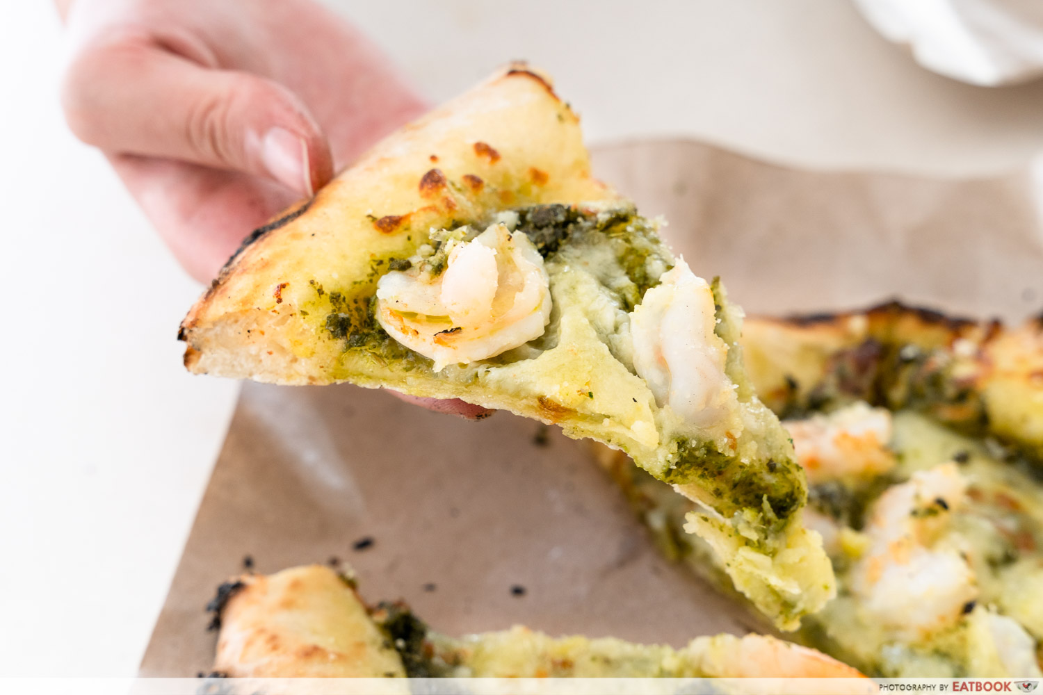 mat western - prawn pesto pizza