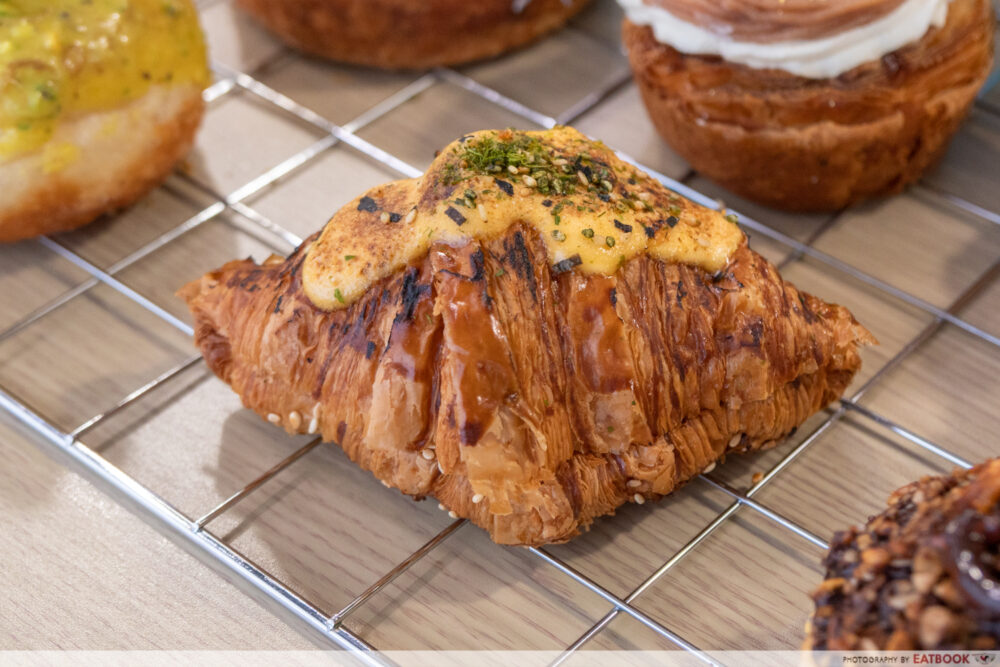 sourbombe mix viennoisserie - prawn toast mentaiko baked croissant