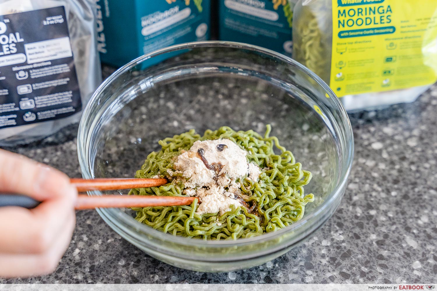 whatif foods - moringa noodles mixing