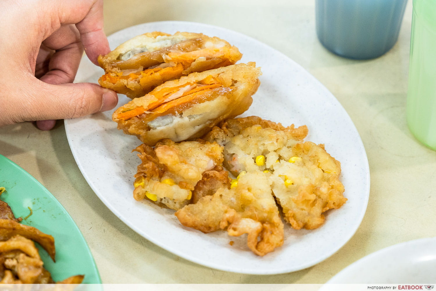 Prawn Fritter and Fried Sticky Cake