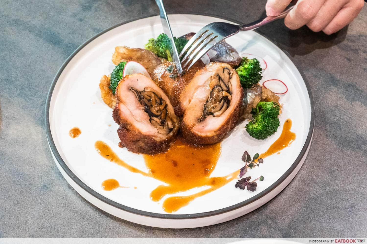 Stuffed Shitake Chicken Leg Roulade