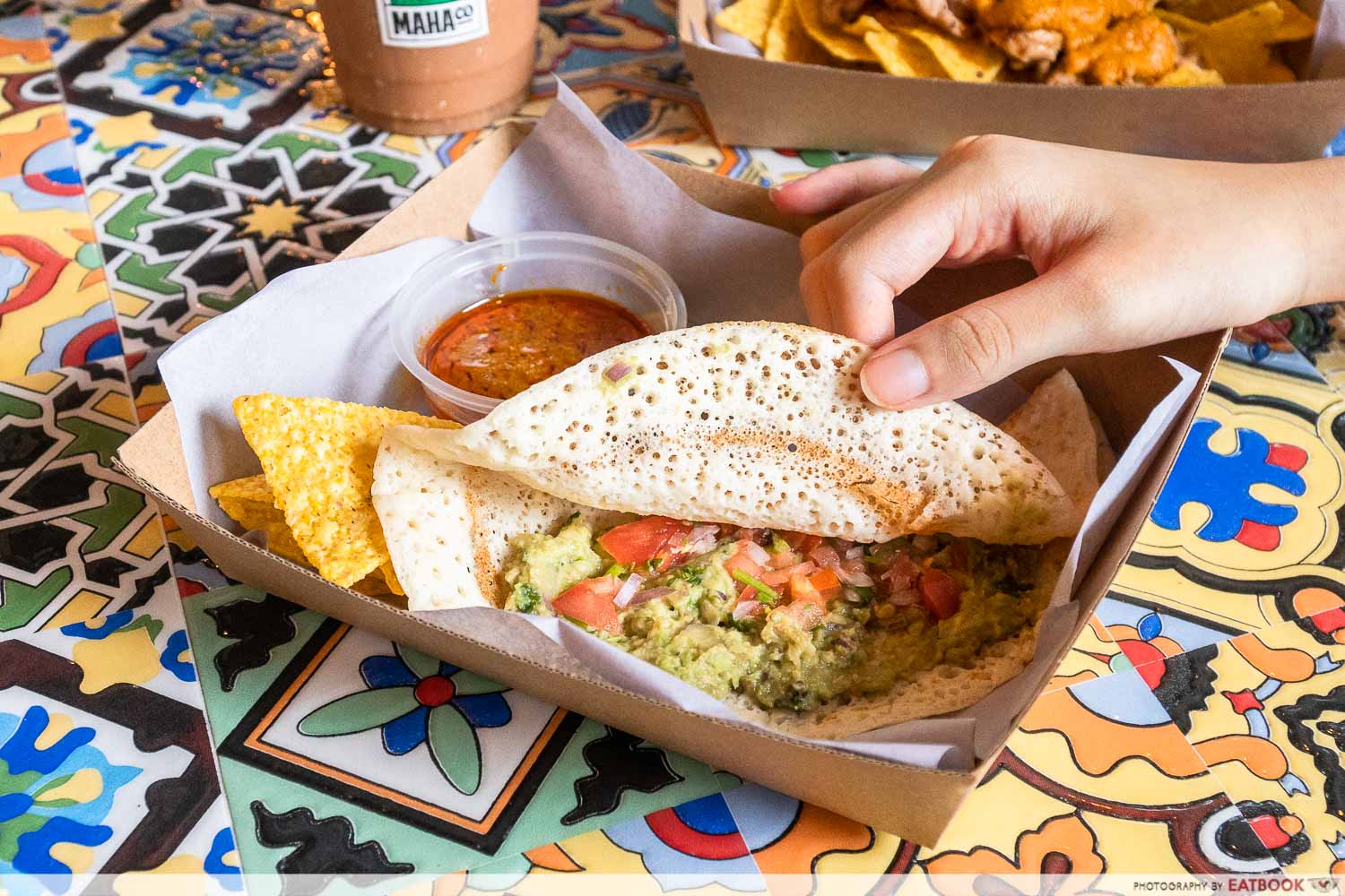 maha co guacamole with salsa dosa