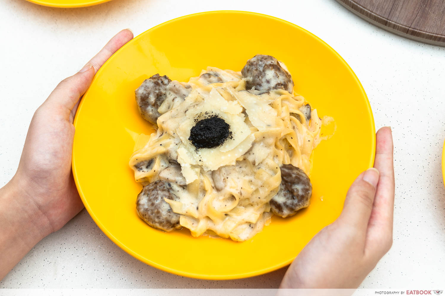 saporita truffle cheesewheel pasta intro shot