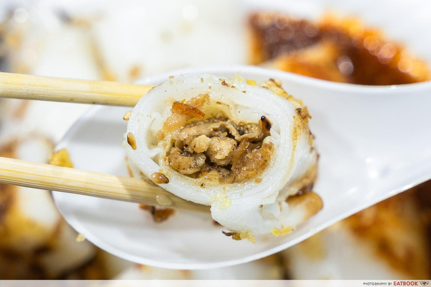 genuine shanghai mushroom pork and shrimp cross section