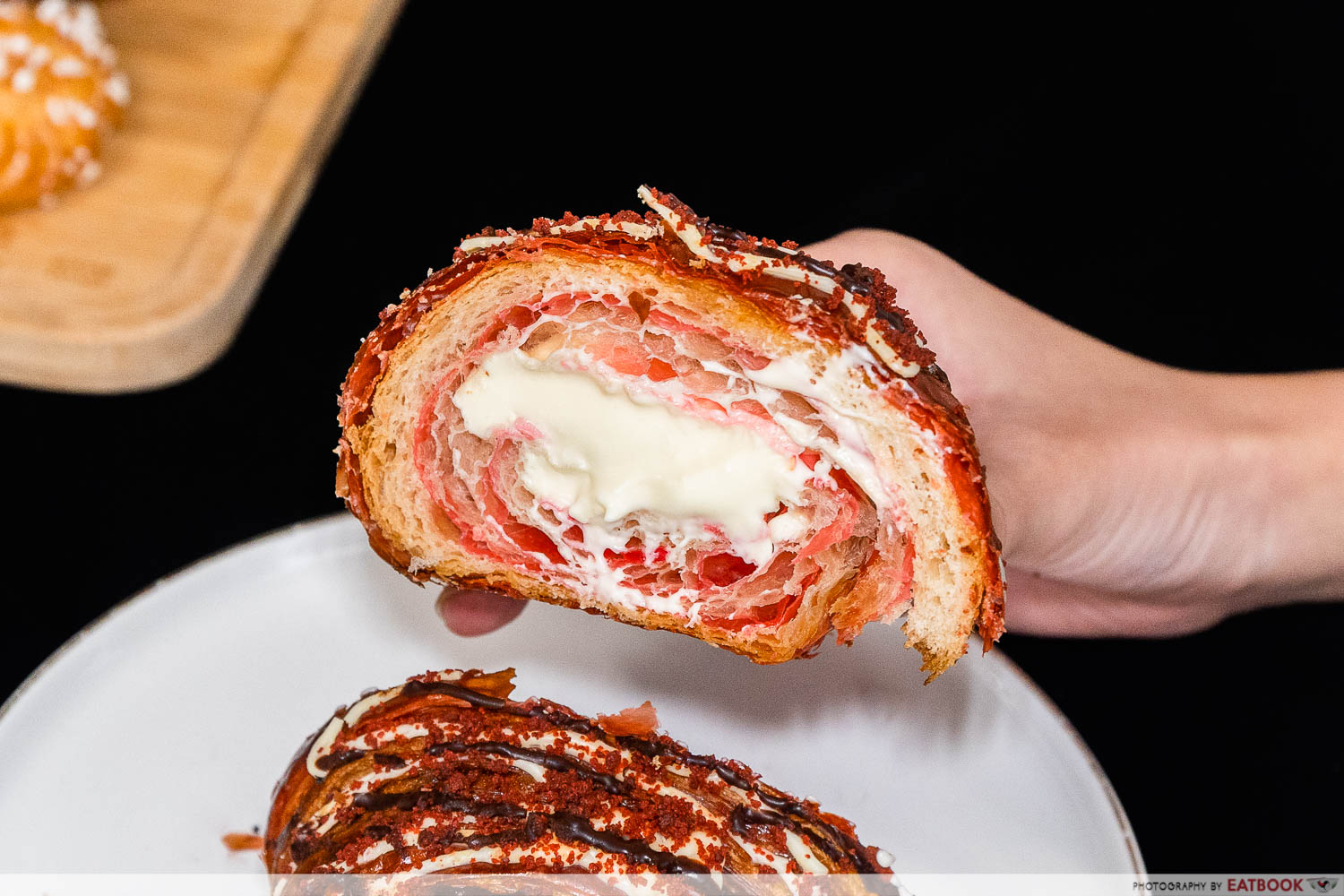 konditori artisan bakes red velvet croissant cross section