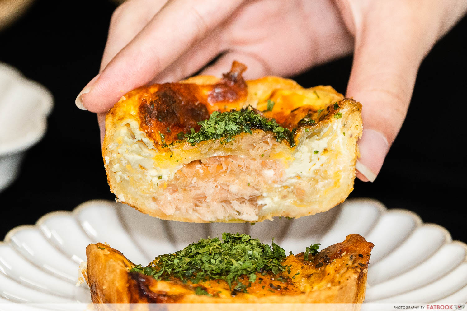 konditori artisan bakes smoked salmon quiche cross section