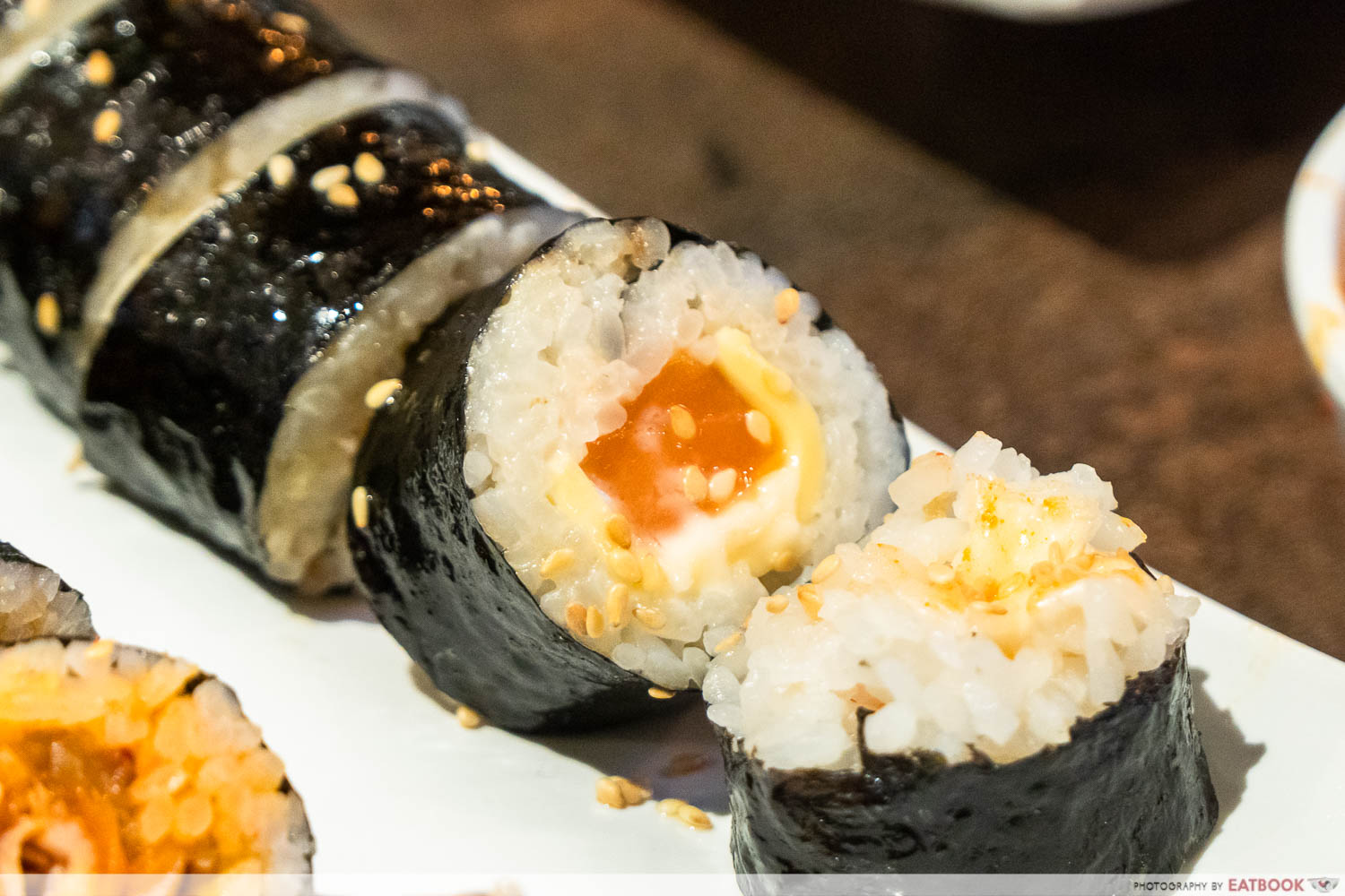 rolling rice salmon and cheese roll intro shot