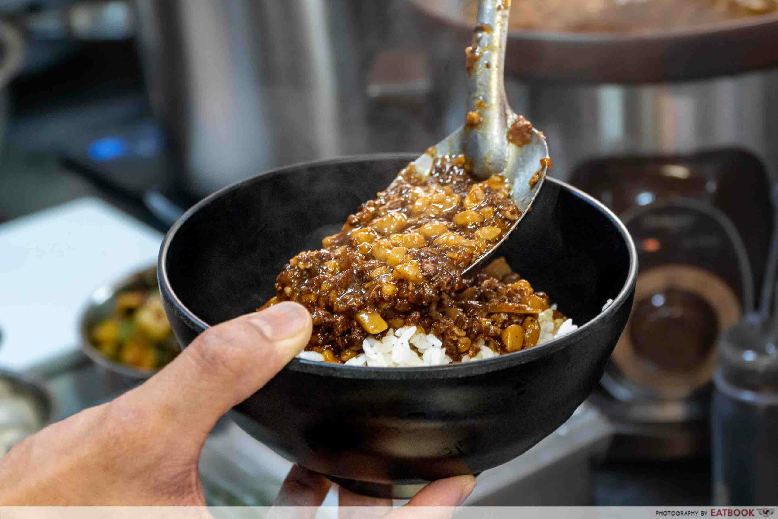 Ladle of braised pork wen li taiwanese food