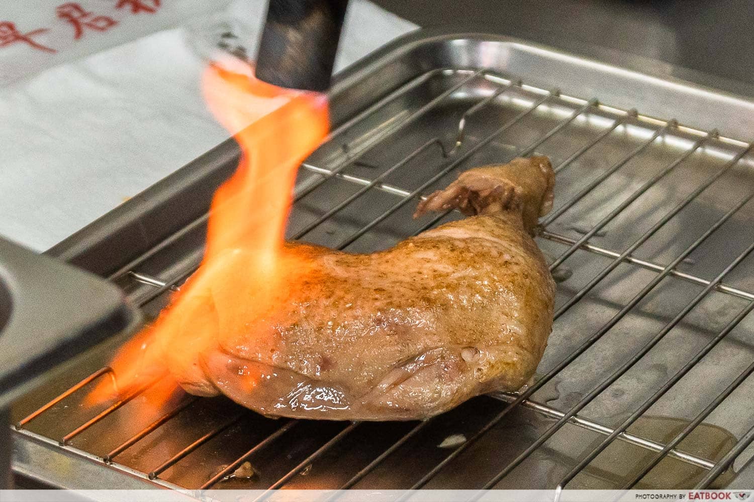 Flame-torched chicken