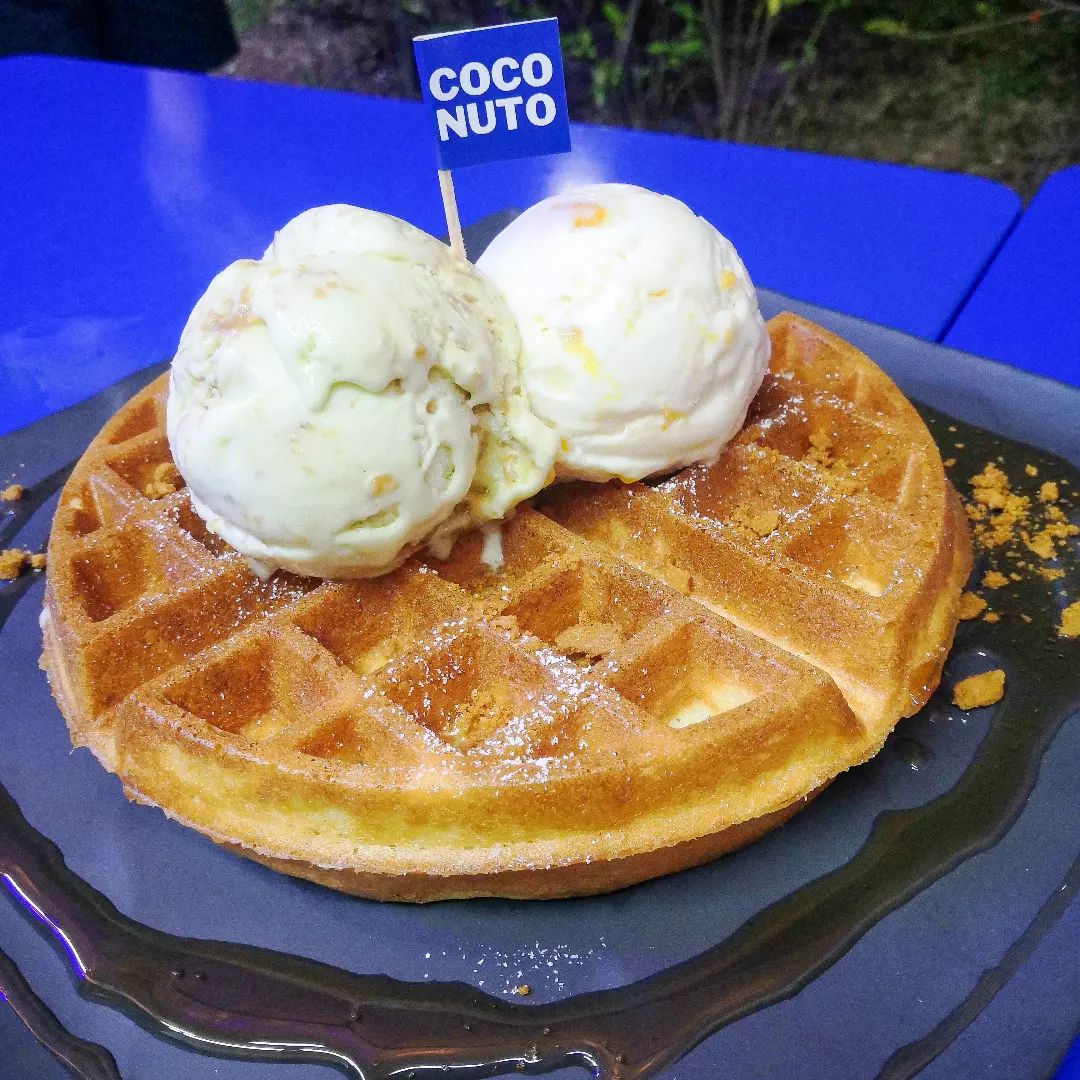 coconut gelato and waffles