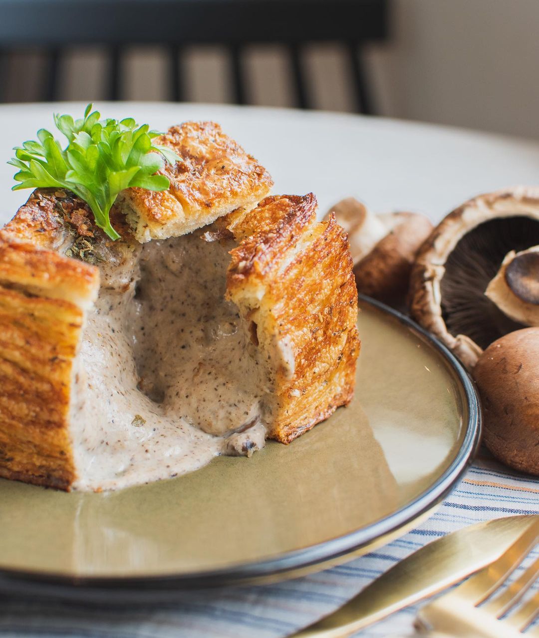 keong saik bakery - mushroom soup croissant cube