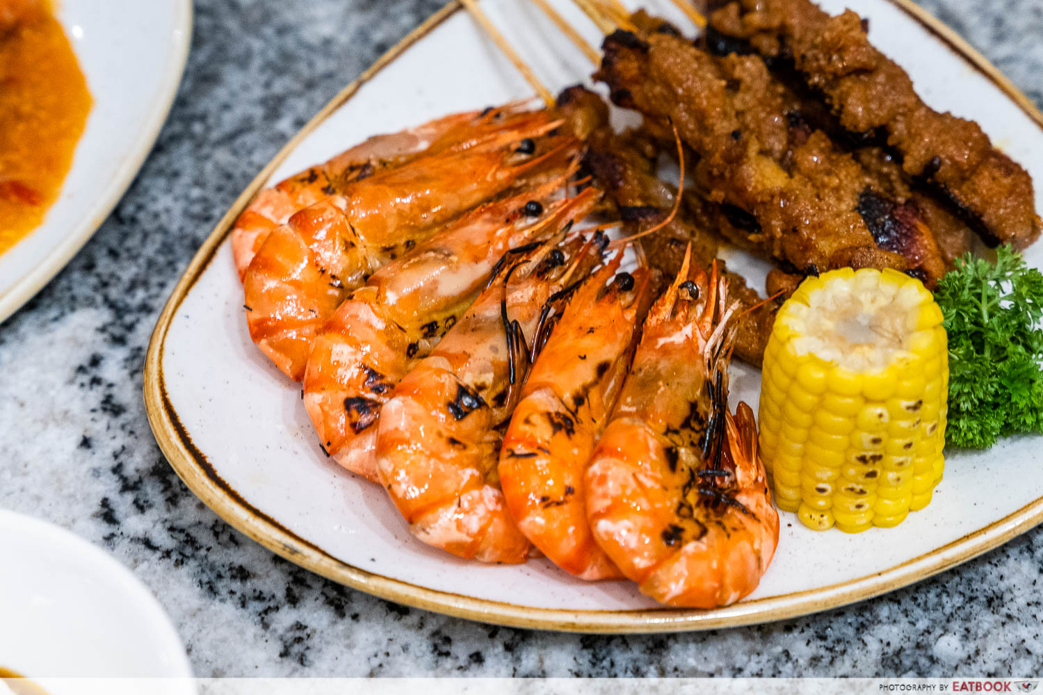 paradox singapore - grilled prawns and satay