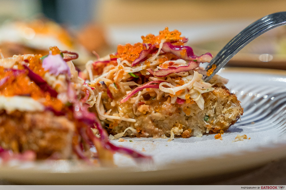 yeast side crab cake closeup