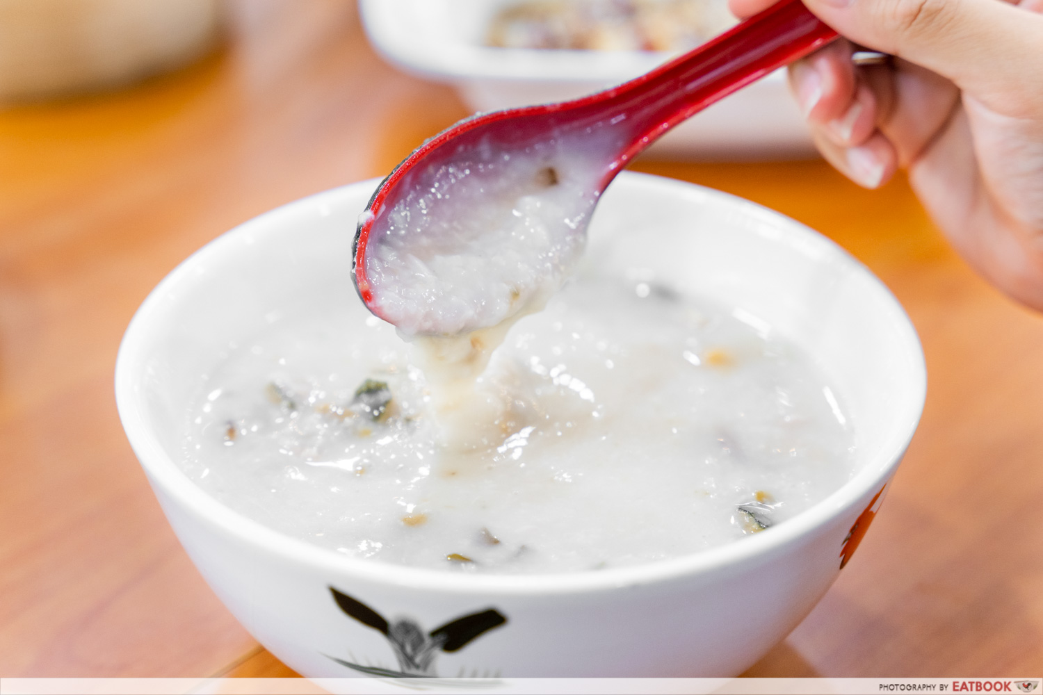 fantastic dim sum - century egg minced meat congee interaction