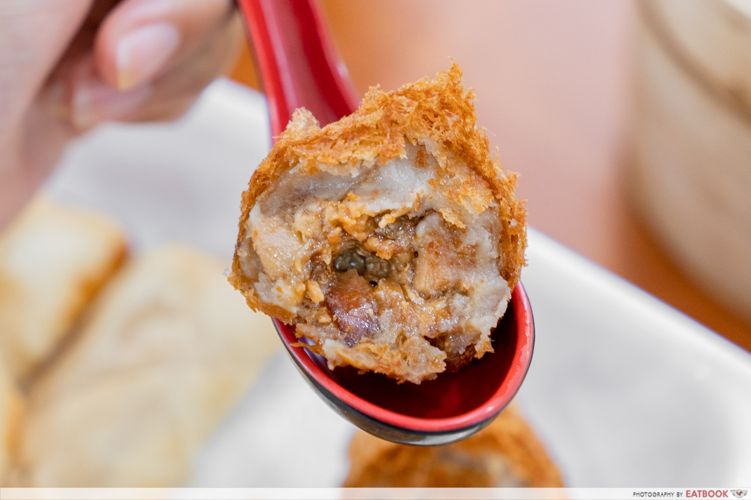 fantastic dim sum - deep fried taro with char siew detail