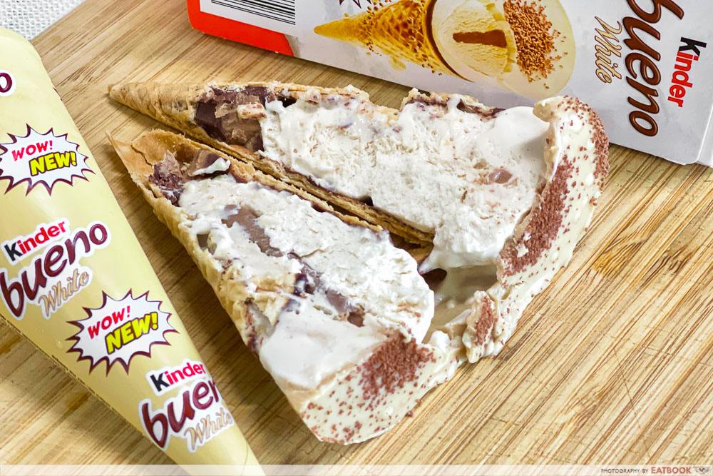 kinder bueno white ice cream - cross section