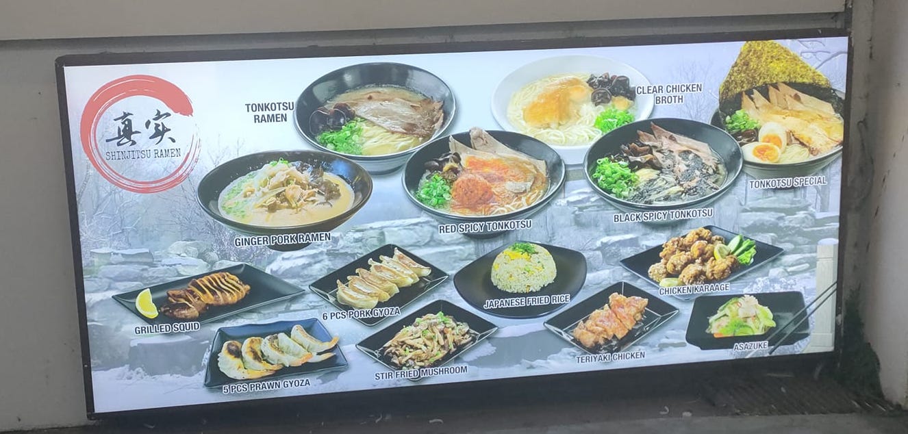 shinjitsu ramen buffet menu