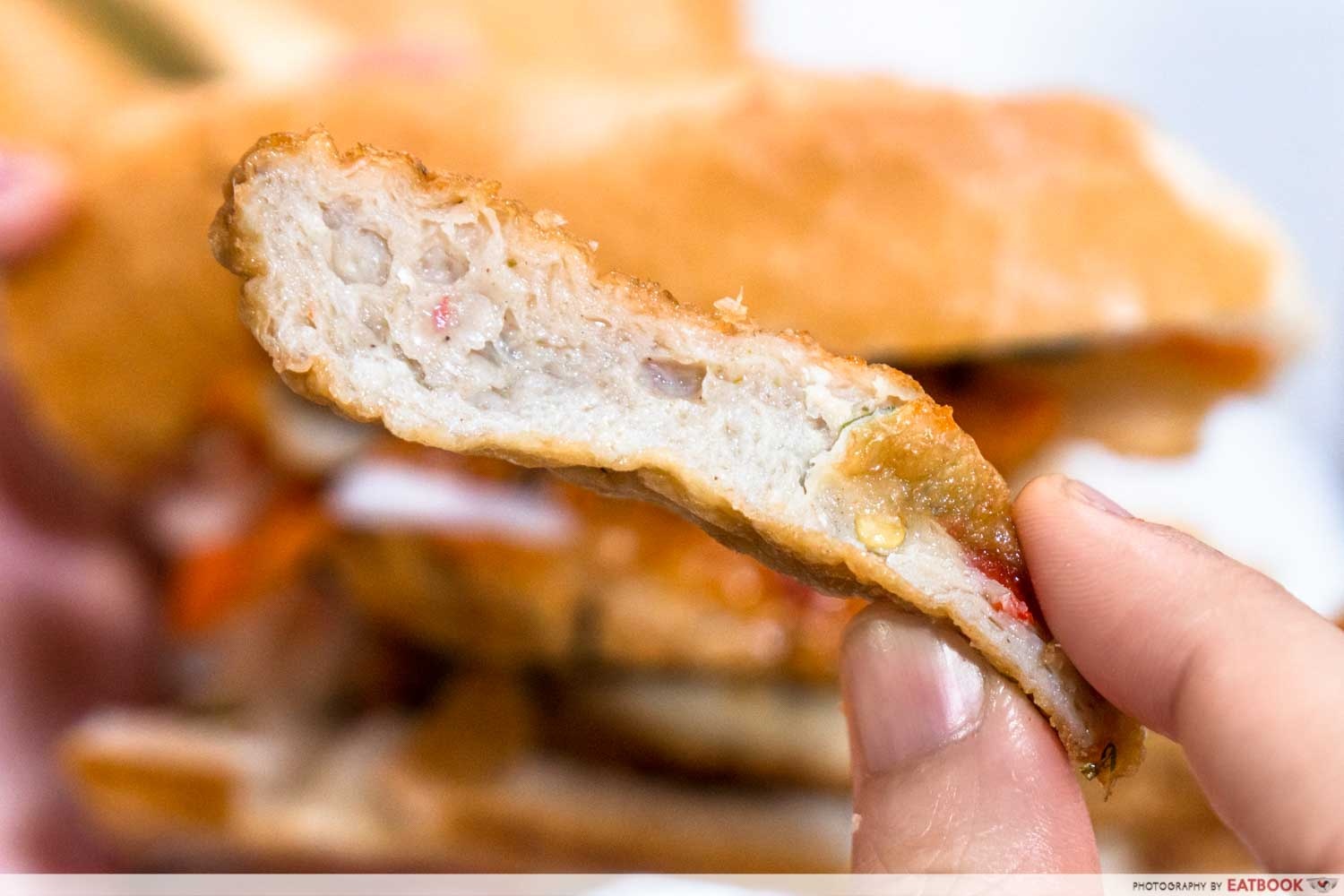 your deli bite banh mi fish cake closeup