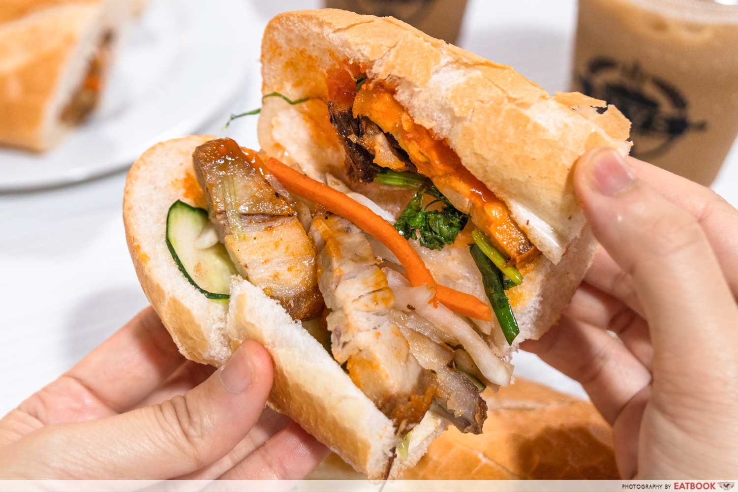 your deli bite banh mi pork close up