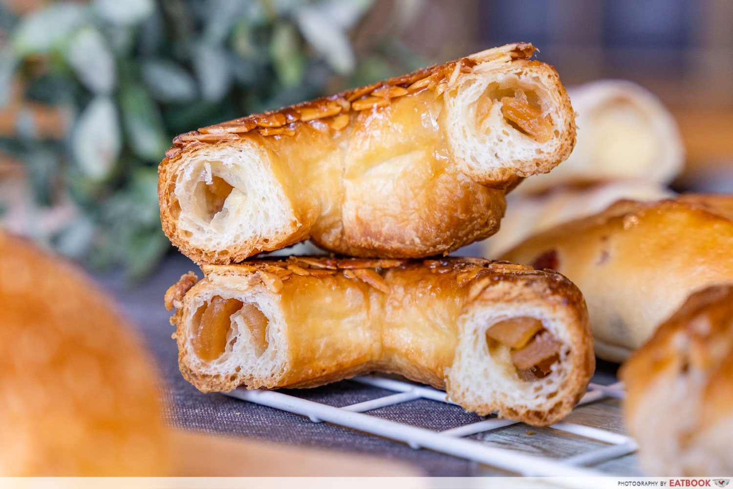 gokoku japanese bakery - fuji apple & caramel kouign-amann cross-section