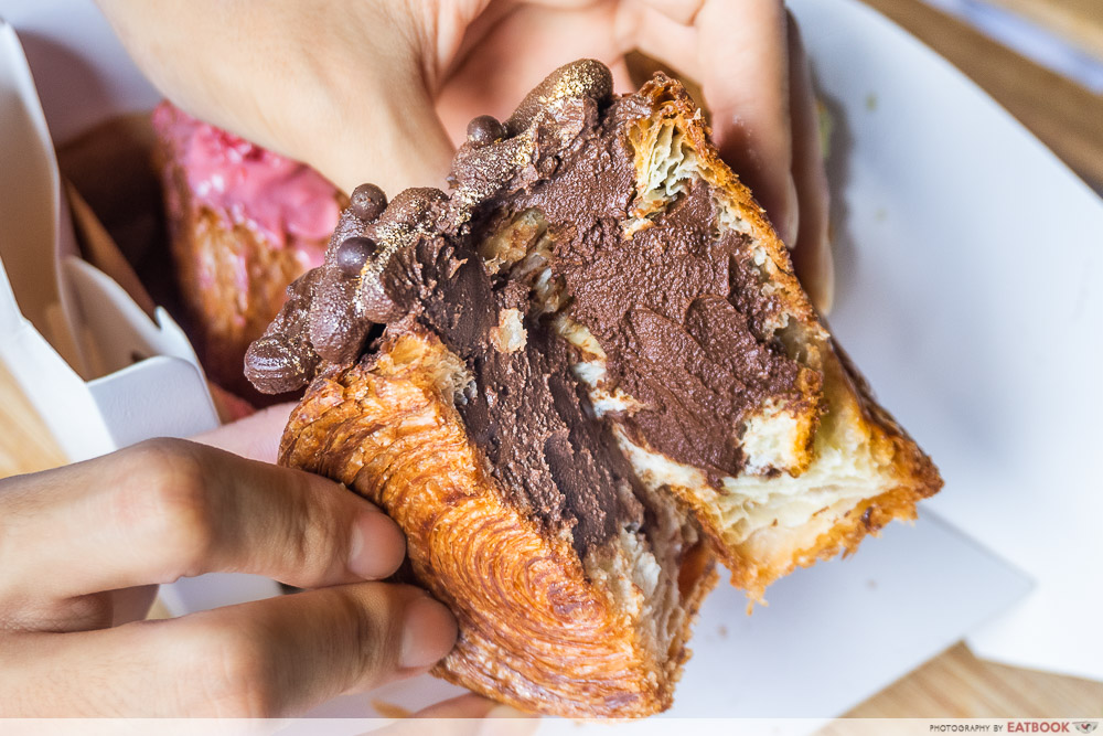 swish rolls - deep dark varlhona chocolate creme croissant