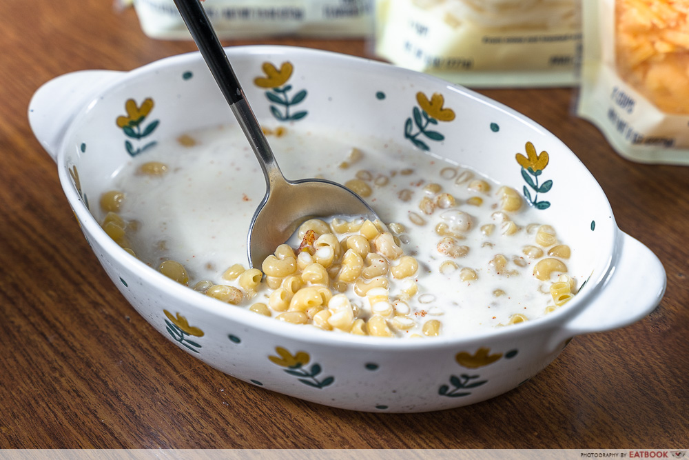 tillamook cheese - mixing mac n cheese