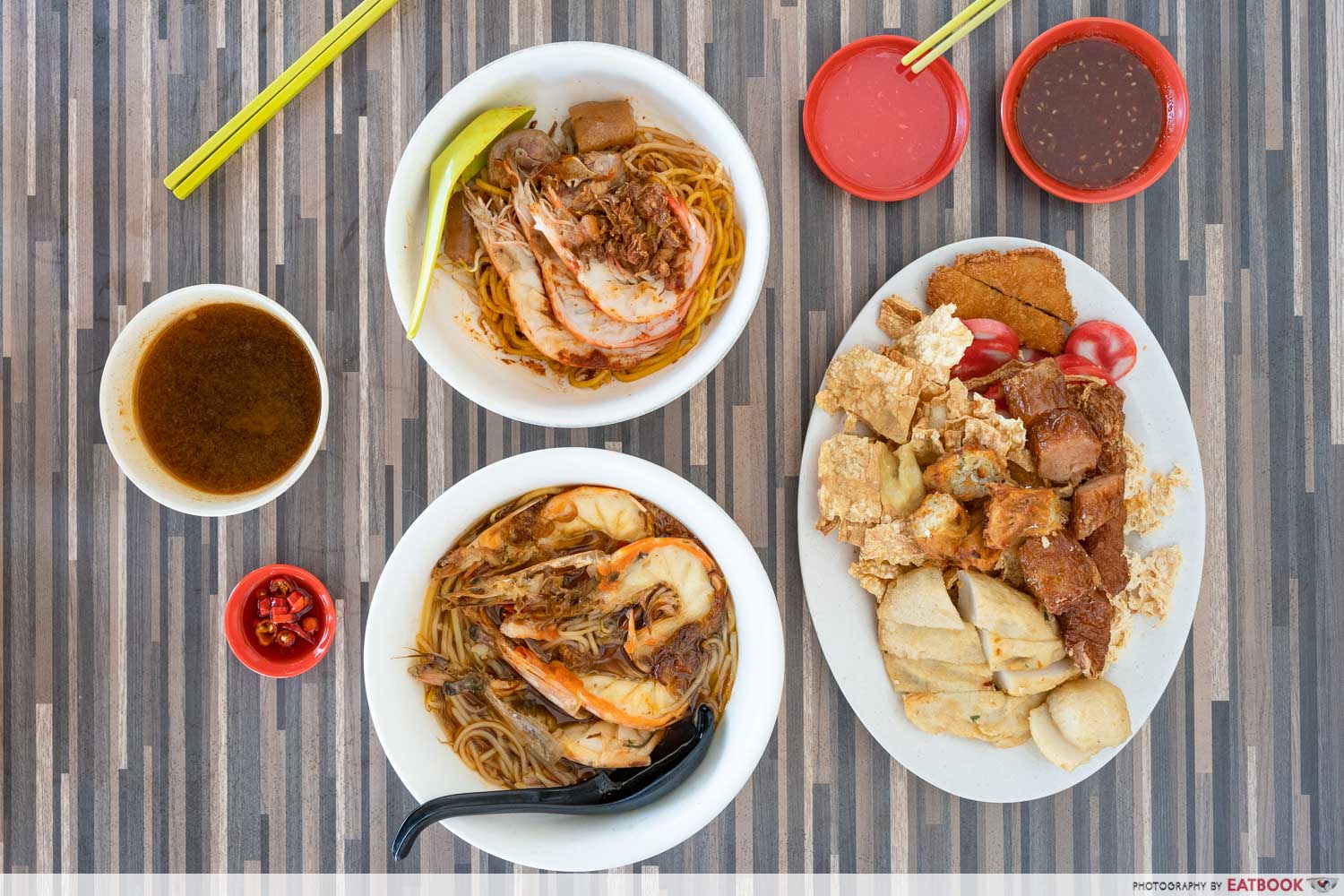 beach road prawn noodle house - flatlay