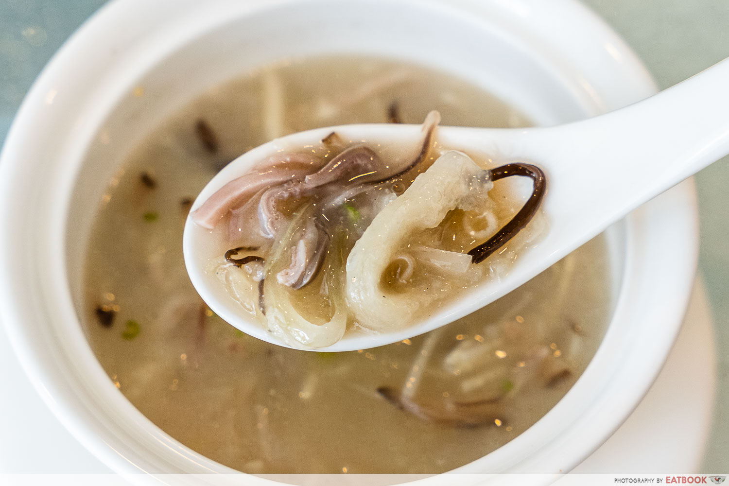 crystal jade pavilion - pig stomach fish maw soup close up