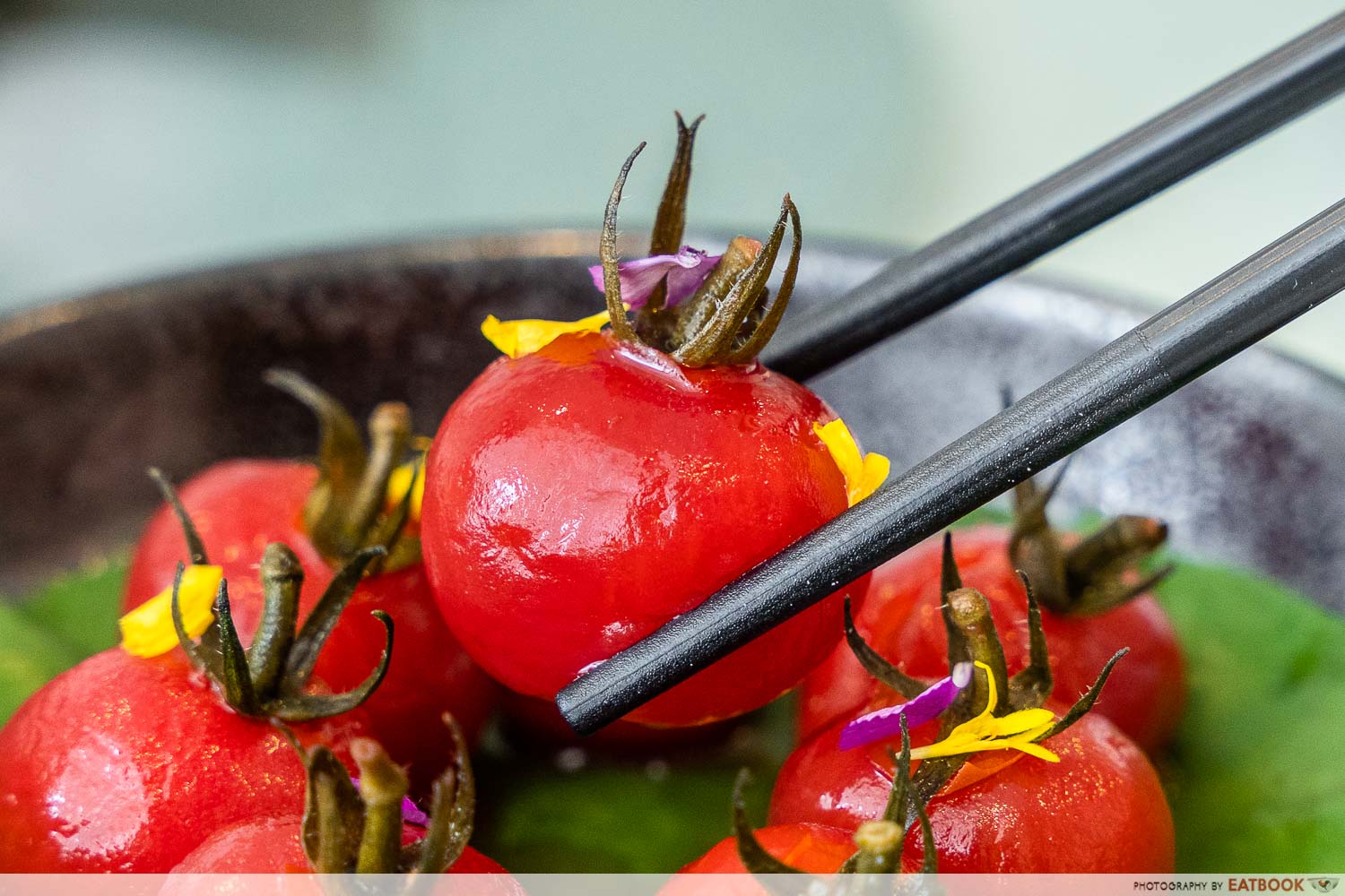 crystal jade pavilion - plum roselle tomato close up