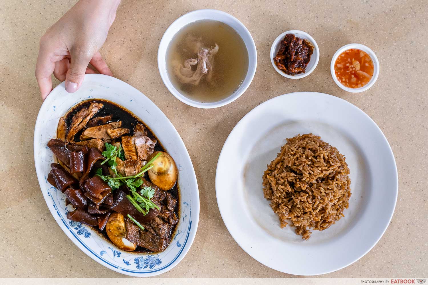 ming fa duck rice - flatlay