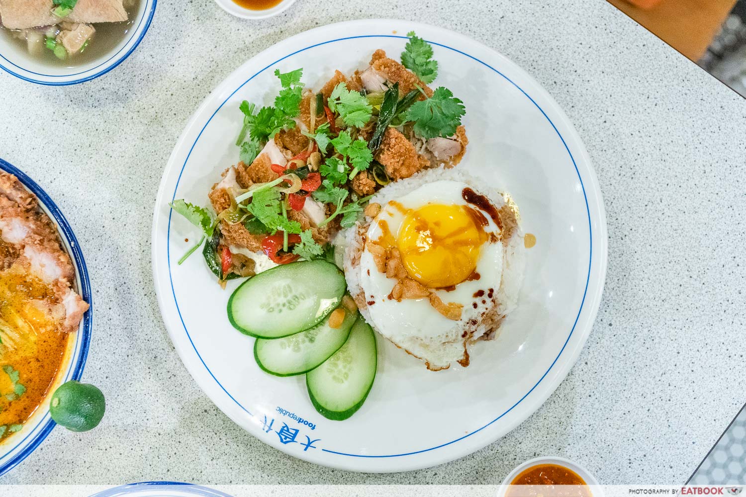 Ah Yen Traditional Fried Pork - Salt & Pepper Chicken rice with egg
