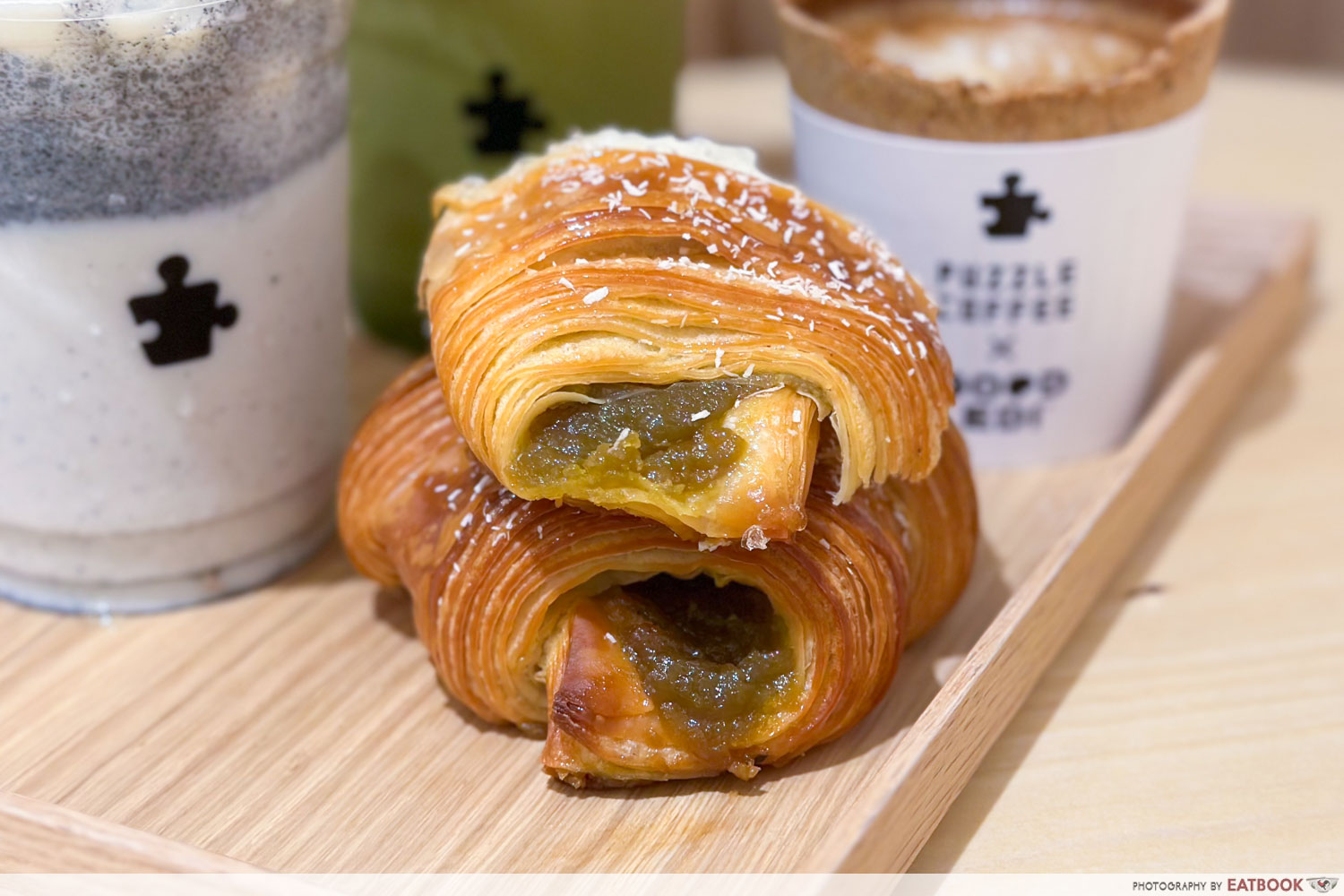 puzzle coffee - kaya croissant stacked