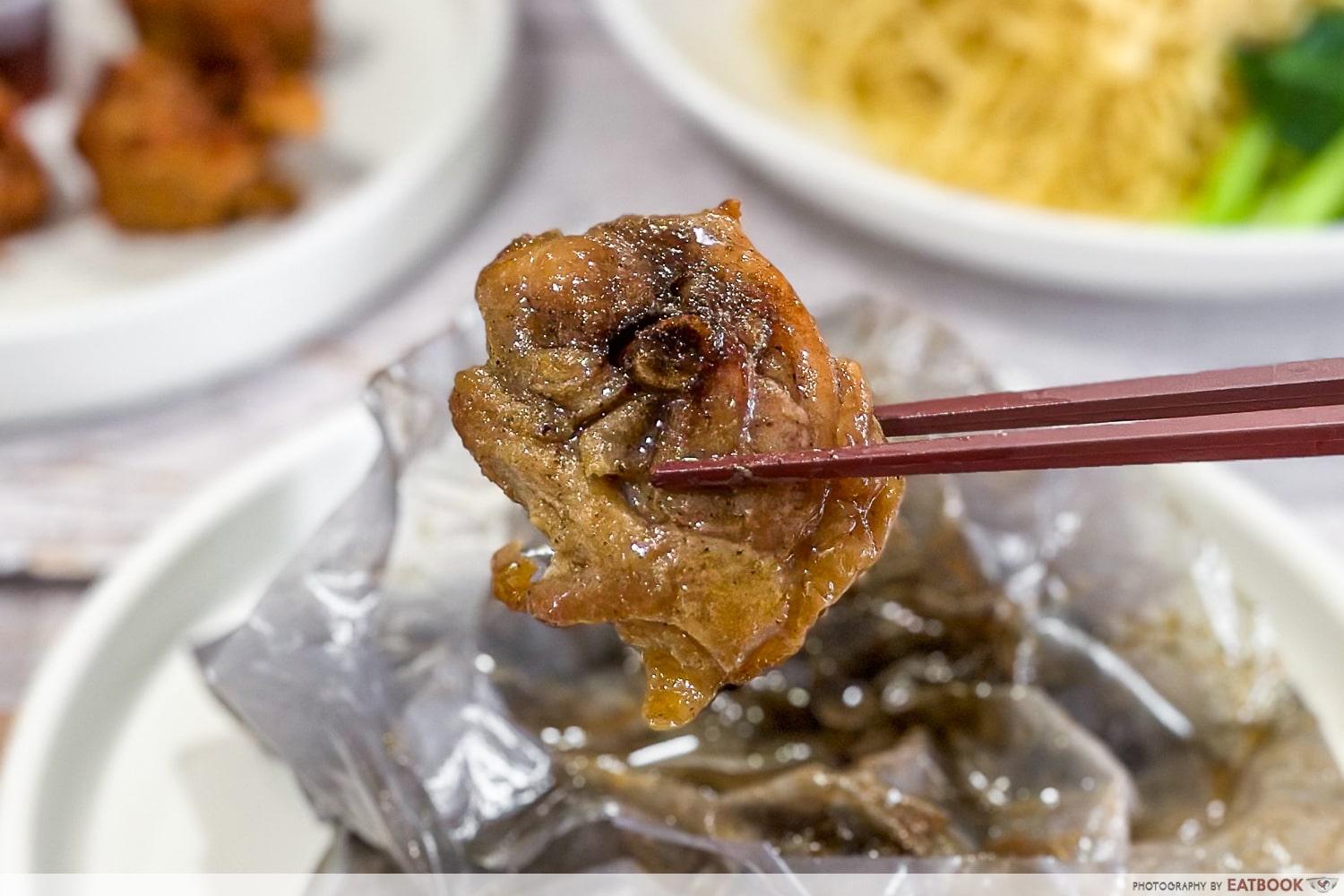 union farm chee pow kai - paper wrapped chicken chopsticks