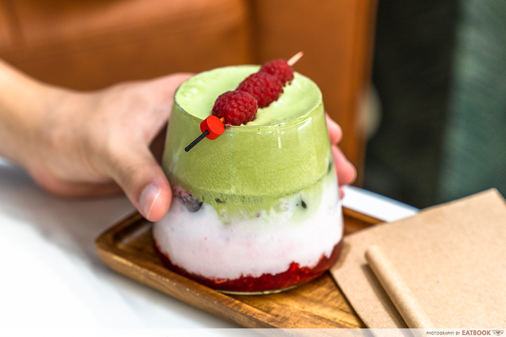 Yole Cafe - raspberry matcha latte