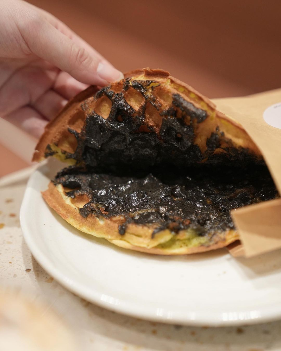 crescent waffles black sesame