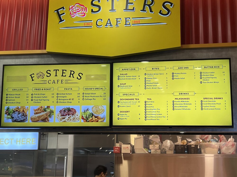 fosters menu