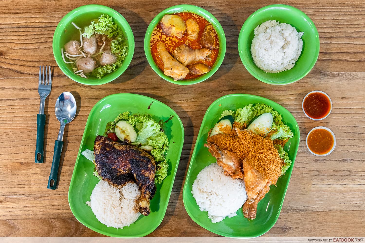 one punggol hawker centre - uncle penyet flatlay