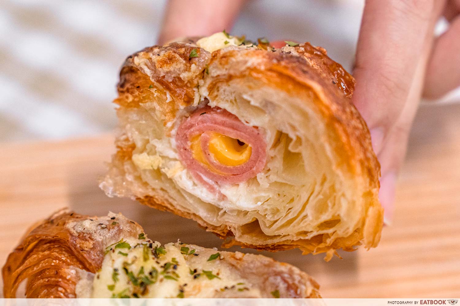 on'lee bakery- ham and cheese croissant close up