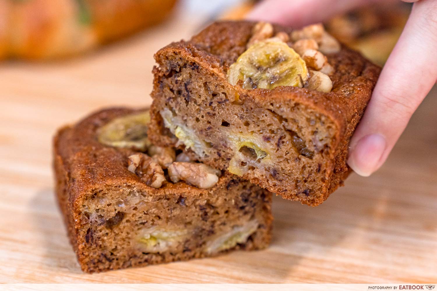 on'lee bakery- banana walnut cake close up