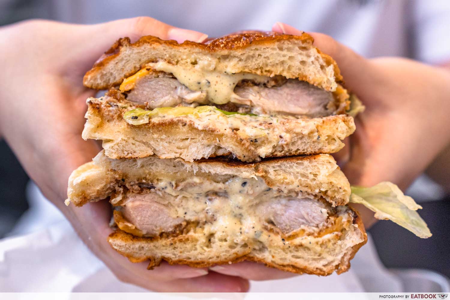 big boy franks- crispy chicken burger close up